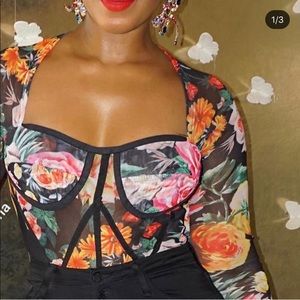 Floral mesh crop top